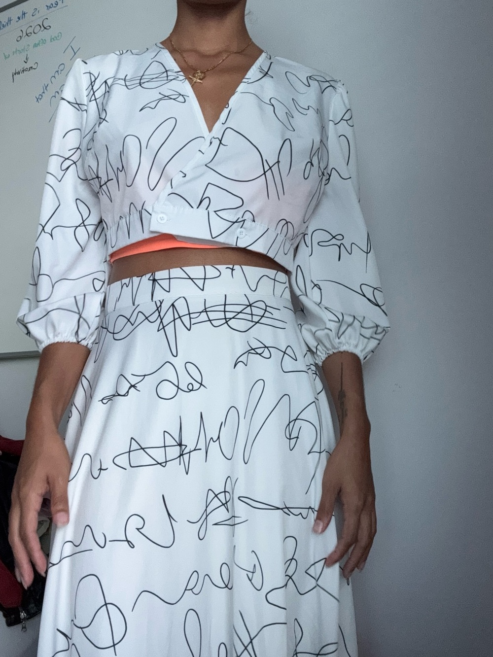 White Script-Print Maxi Skirt - Women